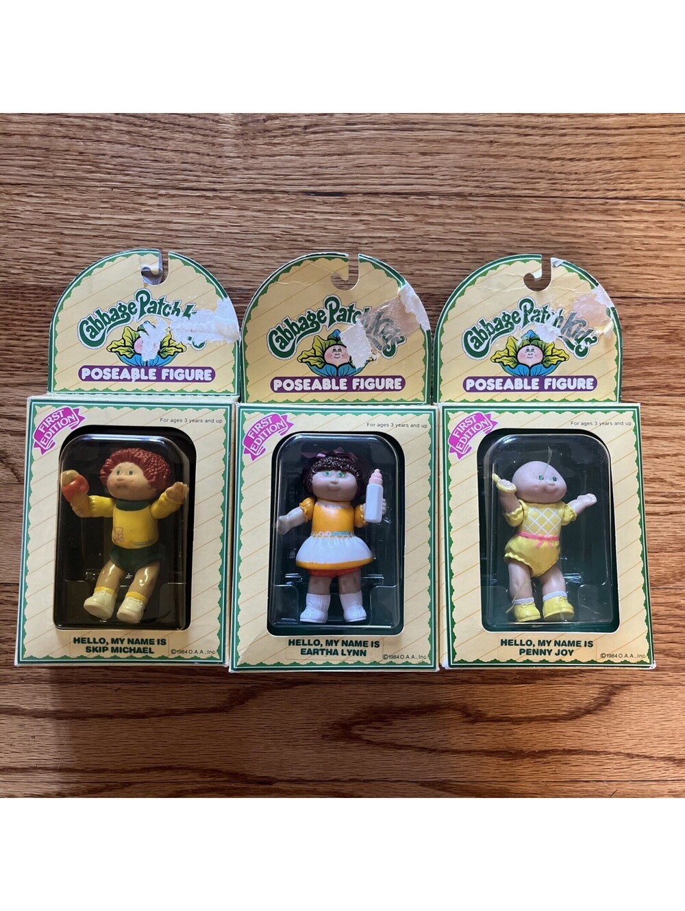 Lot Of 3 Cabbage Patch Kids Poseable Figure 1984 Vintage Original Boxes